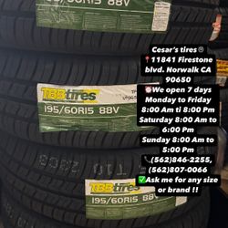 195/60R15 TBB A SET OF FOUR NEW TIRES, INCLUDES MOUNTING AND BALANCING WITH WARRANTY, ASK  ME FOR ANY SIZE OR BRAND, WE HAVE THE BEST PRICES!!
