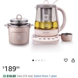 BUYDEEM K2693 Health Pot, Health-Care Beverage Electric Kettle with Thickened Glass, 9-in-1 Fully Automatic Programmable Brew Cooker, 1.5 L, Pink