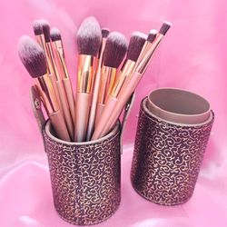 10 pcs Makeup Brushes With Storage Holder Case 