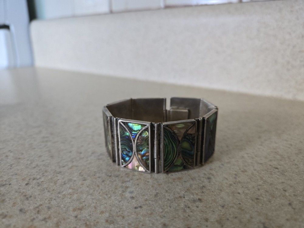 Abalone Polished, Sterling Silver Gorgeous Unique Bracelet