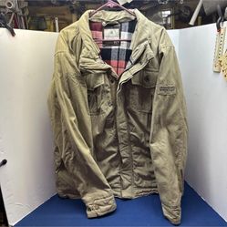 Legendary Whitetails Jacket Men XLT Tan Flannel Lining Full Zip & Snaps No Hood.