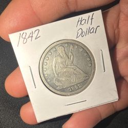 1842 Seated Liberty Half Dollar 90% Silver 