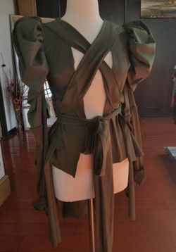 Custom Handmade Cut Out Army Green Top