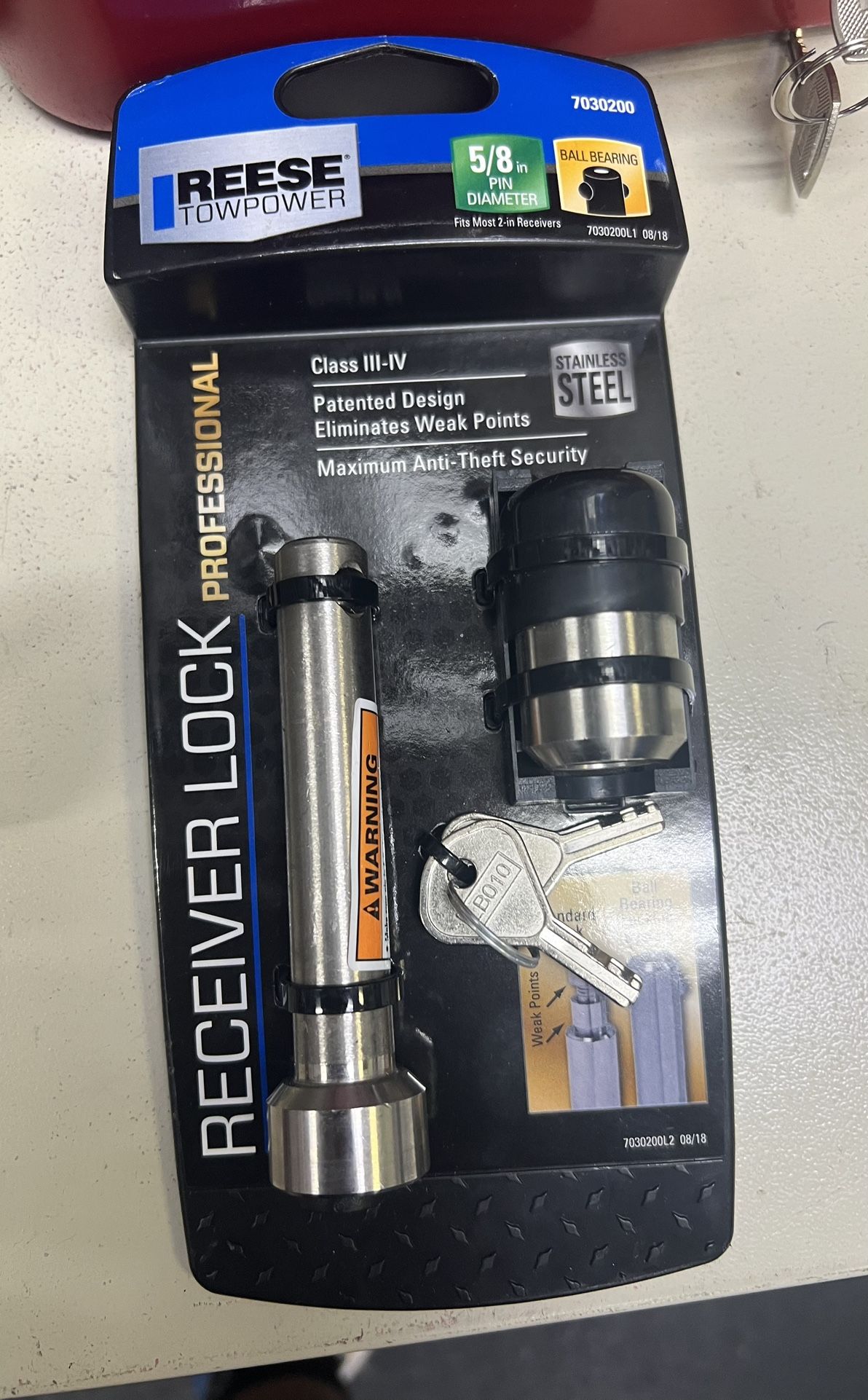 Reese TowPower (contact info removed) 5/8” Receiver Lock Hitch Pin Ball Bearing – NEW