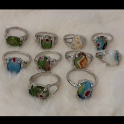 Lot Of 10 Art Resin Rings