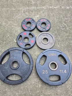 Rubber Coated 25lb, 5lb and 2.5lb Olympic Weight Plates