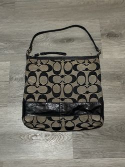 Vintage Coach Women’s Signature Black/Gray Canvas Stripe Shoulder Bag 12824