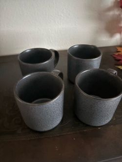Lot of 4 Better Homes & Gardens Anderson Dark Gray Stoneware Modern Mugs New