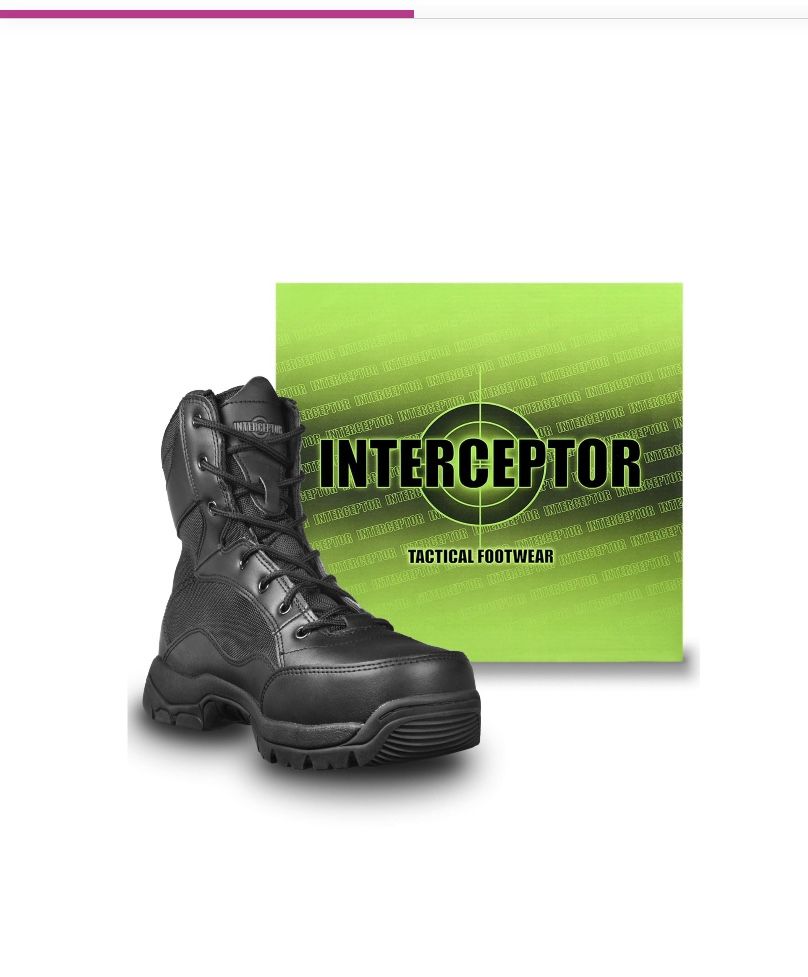 Interceptor Men's Force Tactical Steel Toe Work Boots, Black Leather, Size 11