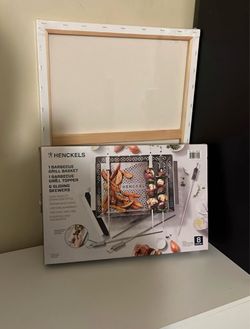 NIB Henckels 8-Piece Stainless Steel Barbecue Grill Set + Stretched Canvas