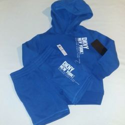 DKNY Boys Toddler 2pc Hooded Jogger Short Set- 4T 