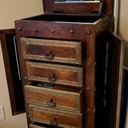 Jewelry Box Full Standing With Flip Up Mirror 