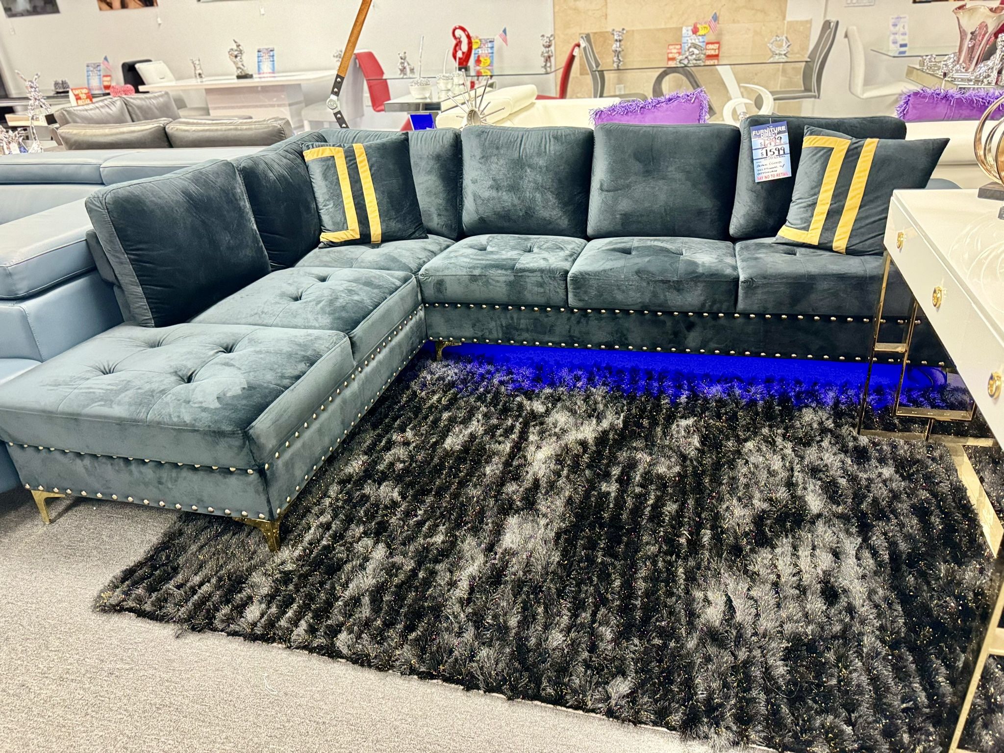 Overstock Sale😱Beautiful Black L Shape Sofa Furniture Sectional With LED Lighting Available 50% Off Overstock Sale😱Beautiful Black L Shape Sofa Furn