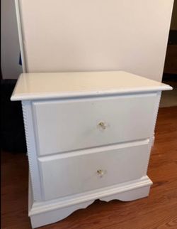 Wood White Drawer Nightstand with beautiful side detailing