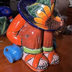 Mexican Style Clay Sleeping Man (chip On Hat )