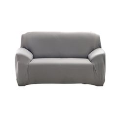 Sofa Cover High Elastic Anti-Mite Sofa Slipcover for 2 Seater Gray