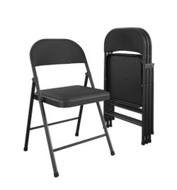 Black Steel Folding Chairs - Set of 4