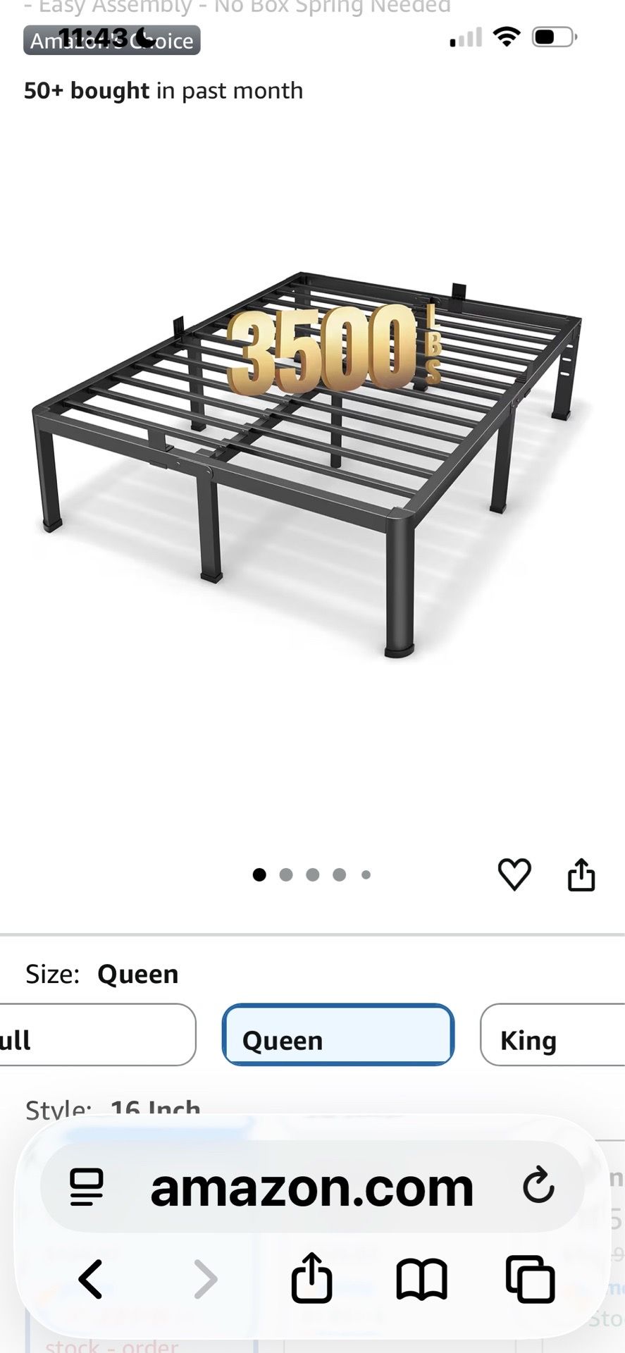 16 inch queen bed frame