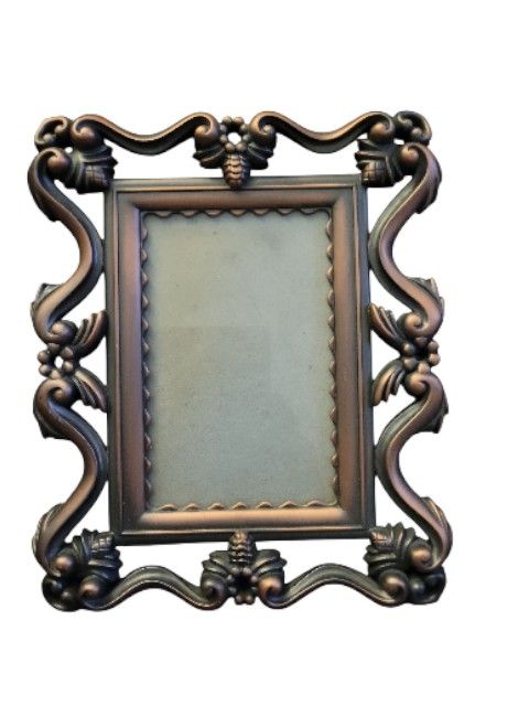 Vintage Photo Frame Copper Brass Metal Easel Back Mantel Desk 3.5”x 5.5” Photo