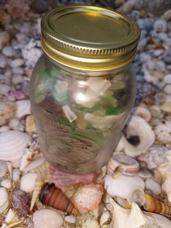 Jar of Real Sea Glass Quart (32 oz) 