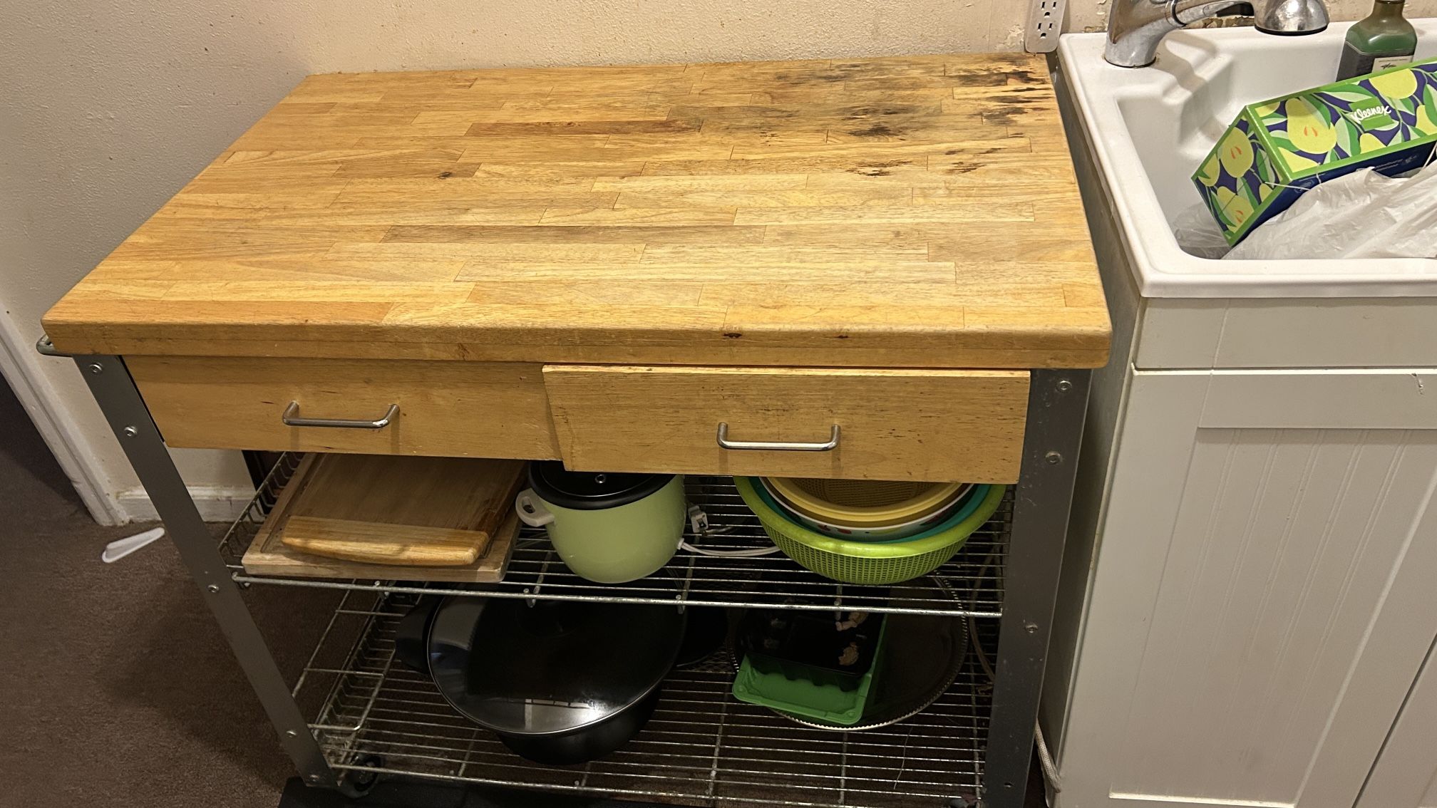 Kitchen Countertop Storage Shelf Chopping Block