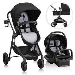 Evenflo Pivot Modular Travel System with LiteMax Infant Car Seat with Anti-Rebound Bar