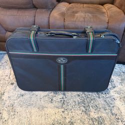 Vintage Crown Rolling Suitcase - Black with Red/Green Stripe (26x17x8)⁠