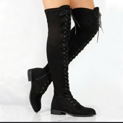 Suede Long Boots Size 8 Black Sexy