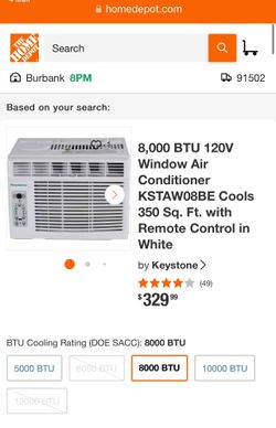 8,000 BTU Window Air Conditioner with Remote Control White