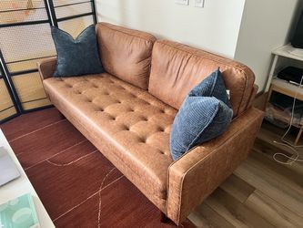 Tan Tufted Sofa