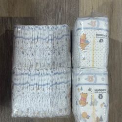 Huggies little snuggers size 1 diapers ( Winnie The Pooh Print )