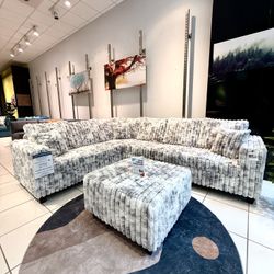 NEW Fluffy Corduroy L-Sectional w/ Ottoman ❄️🐺