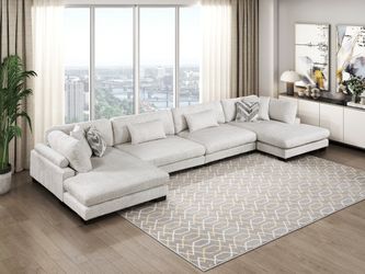 Tinley Beige 4-Piece Modular Sectional with Double Chaise