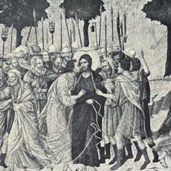 Duccio di Buoninsegna THE BETRAYAL Fine Art Print 1908 Vintage Original Antique Boston, MA Printed Collectible ITALY ITALIAN PAINTER Ephemera