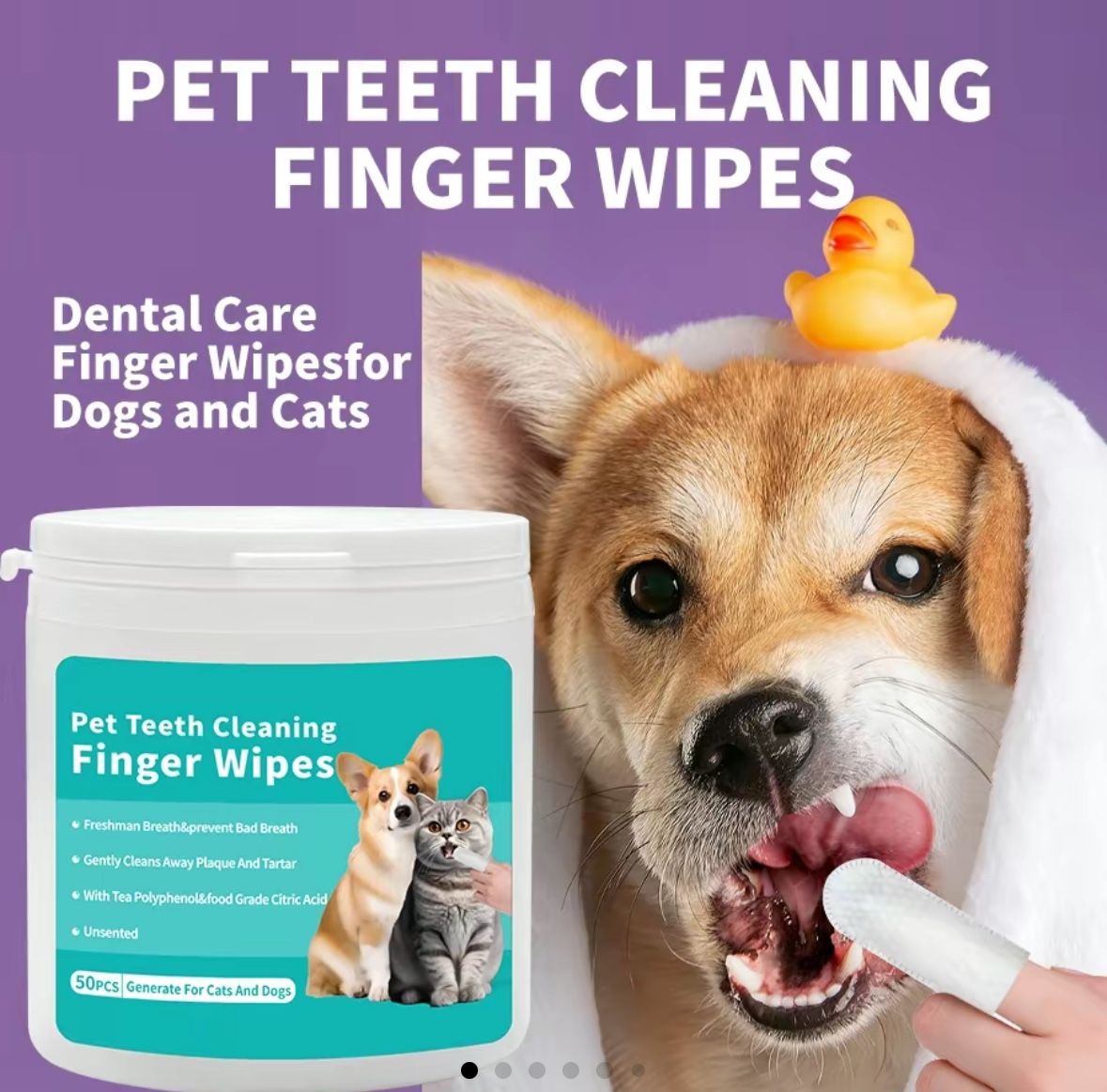 Teeth Cleaning Finger Wipes for Dogs & Cats