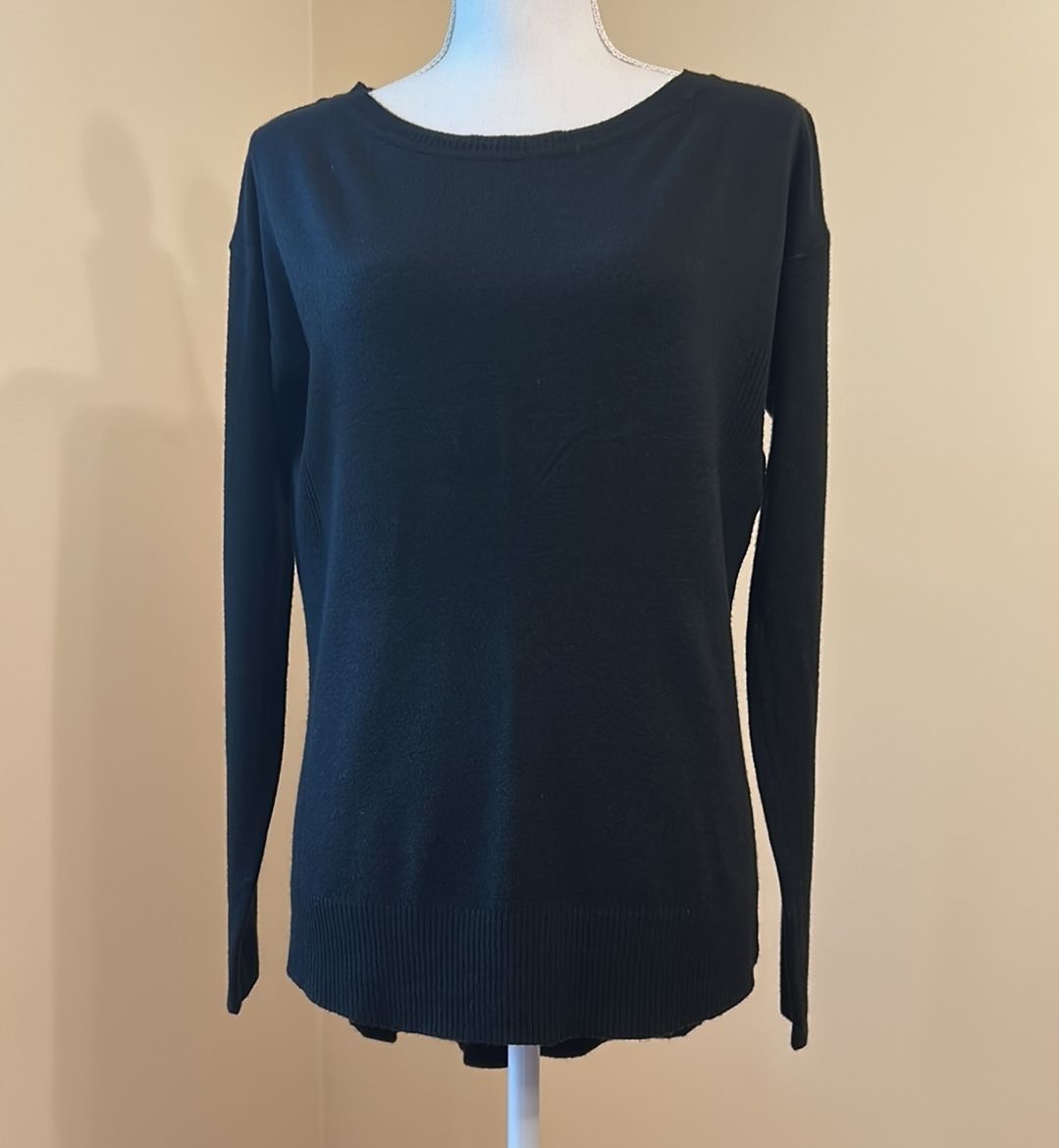 CYRUS Women's Casual Long Sleeve Crewneck Pullover Tunic Sweater, Black; Large