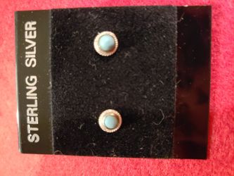 Sterling silver stamped studs with turquoise