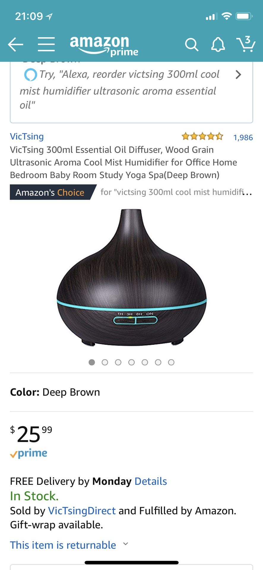 Essential oil diffuser + three brand new essential oils