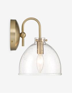 Antique Brass Seeded Glass Dome Lawrence Wall Sconce Light