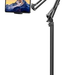 New Tablet Floor Stand with 11lb Stable Base Adjustable Height Stretchable Arm Swivel Holder Mount