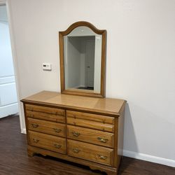 Wooden Dresser with Mirror – Good Condition