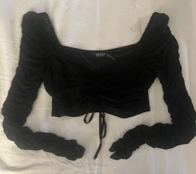 NWT Akira Mesh Long Sleeves Crop Top Runched Middle Off/on Shoulders Top