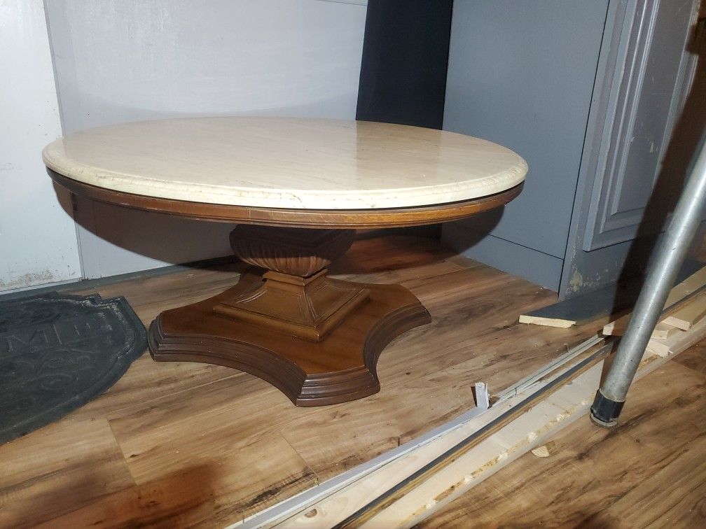 Solid Wood With Stone Top Coffee Table