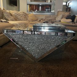 Mirrored Glass Top Coffee Table 