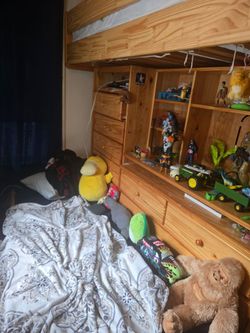 Loft bed with desk and dresser