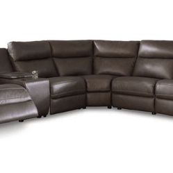 Salvatore Chocolate 6-Piece Power Reclining Sectional (sofa Loveseat ,couch