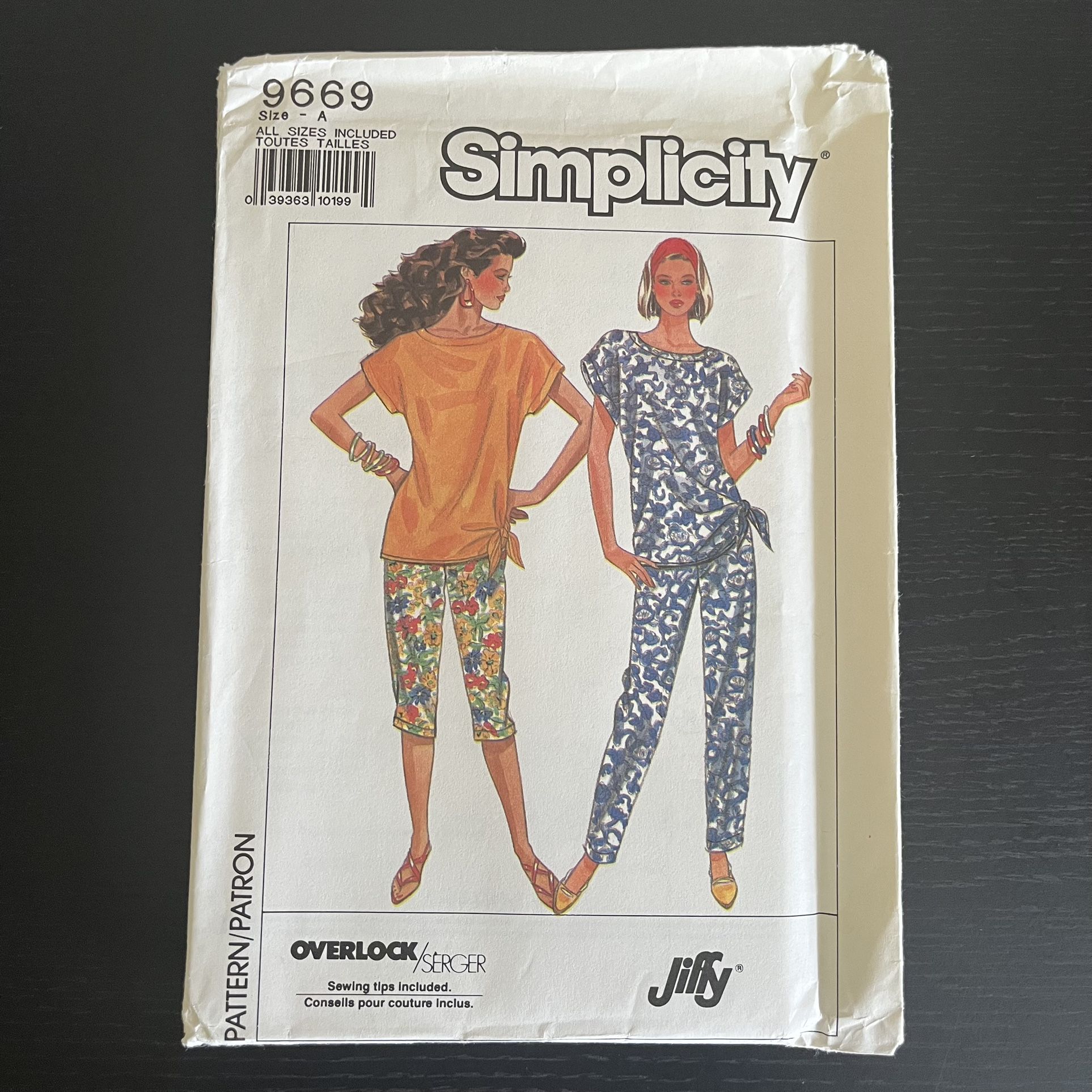 Simplicity Sewing Pattern 9669 Size 6-24 Vintage 1990 Pants Shirt Top