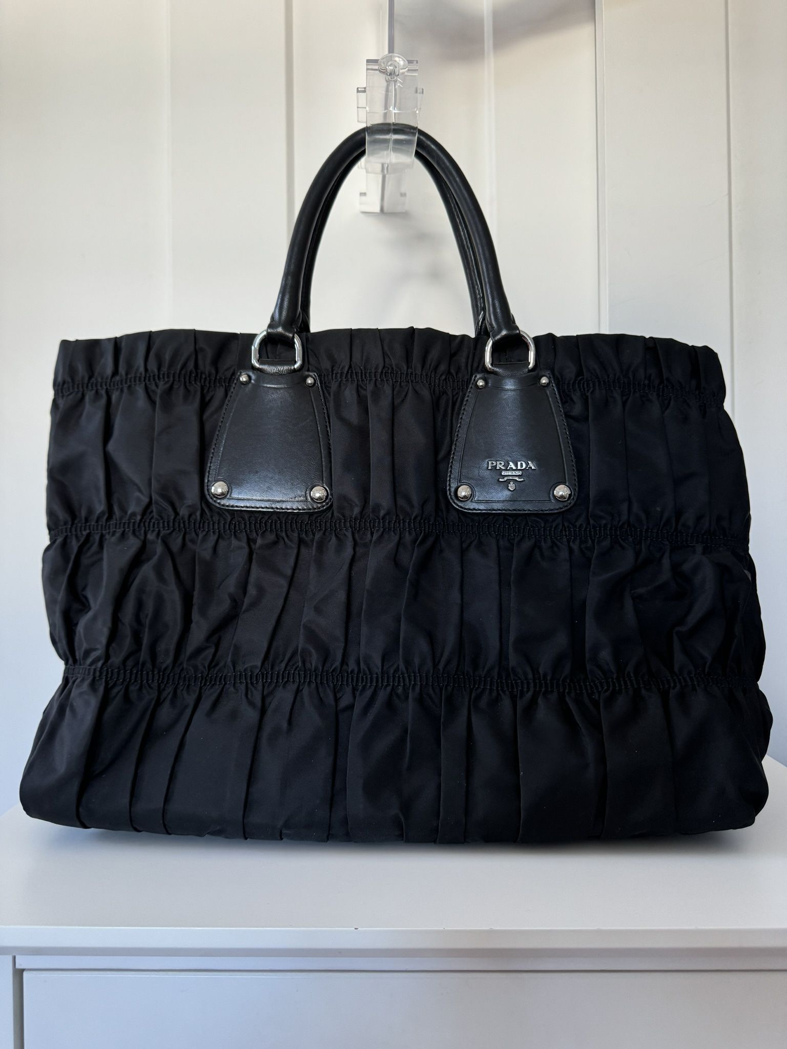 Prada Black Nylon Gauffre Tote Bag