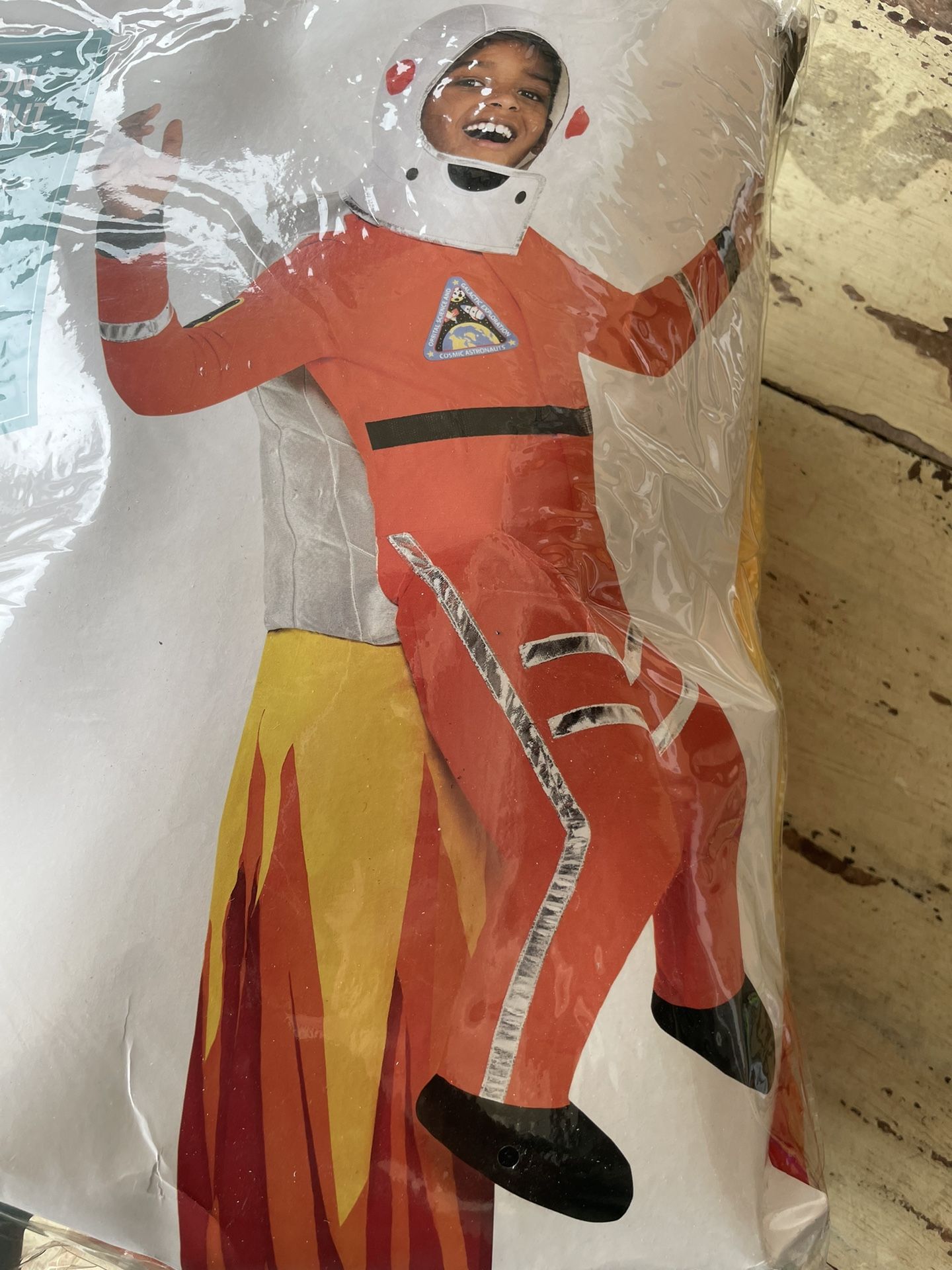 ILLUSION ASTRONAUT Costume, Child Medium 8-10, Tunic w/ Attached Legs & Helmet