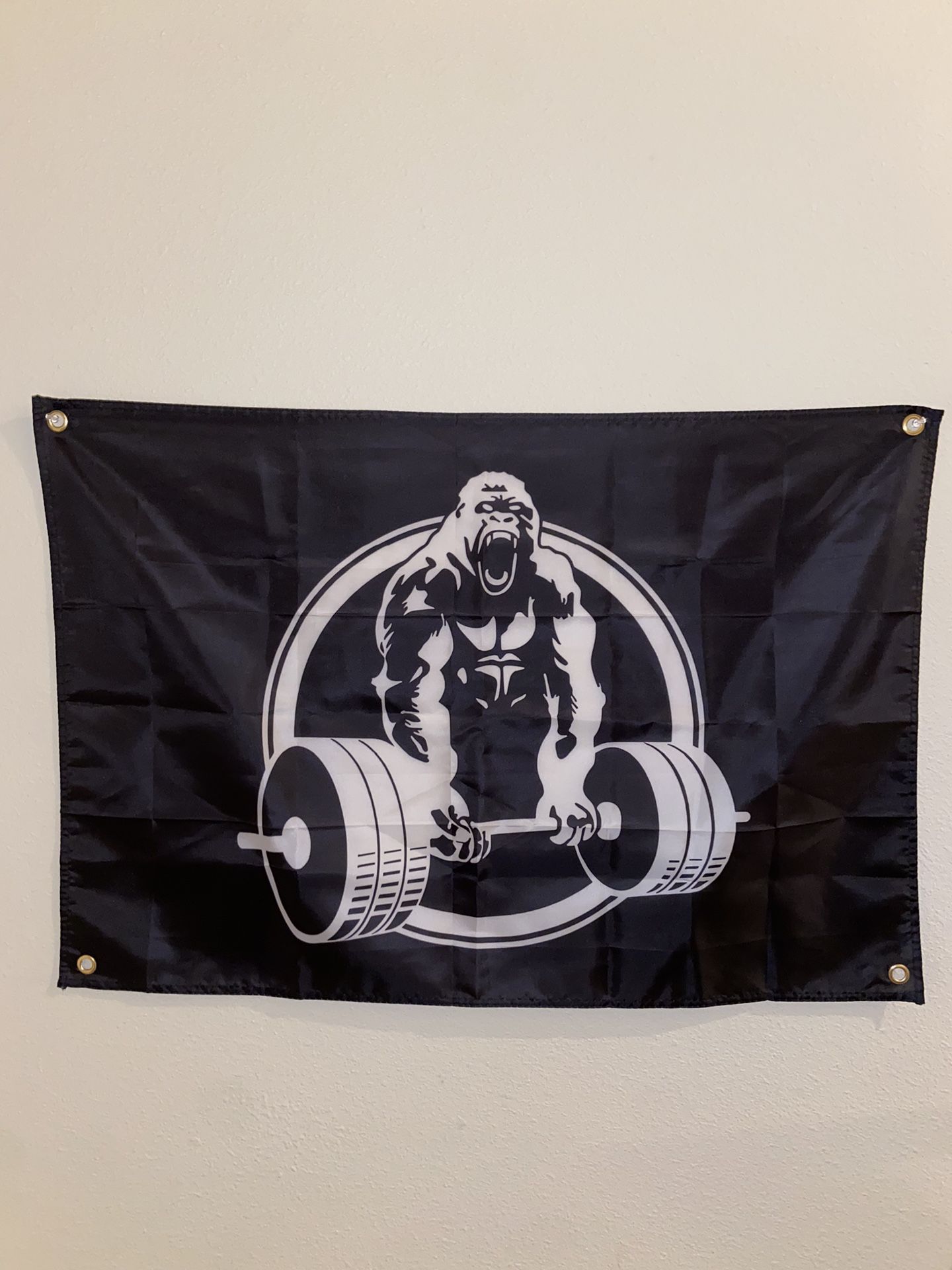1pc, Multi Size Gorilla Barbell Flag With 4 Brass Grommets, Indoor And Outdoor Decoration, Gym Decoration